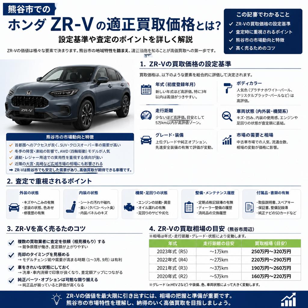 ホンダZR-Vの適正価格を理解しよう
