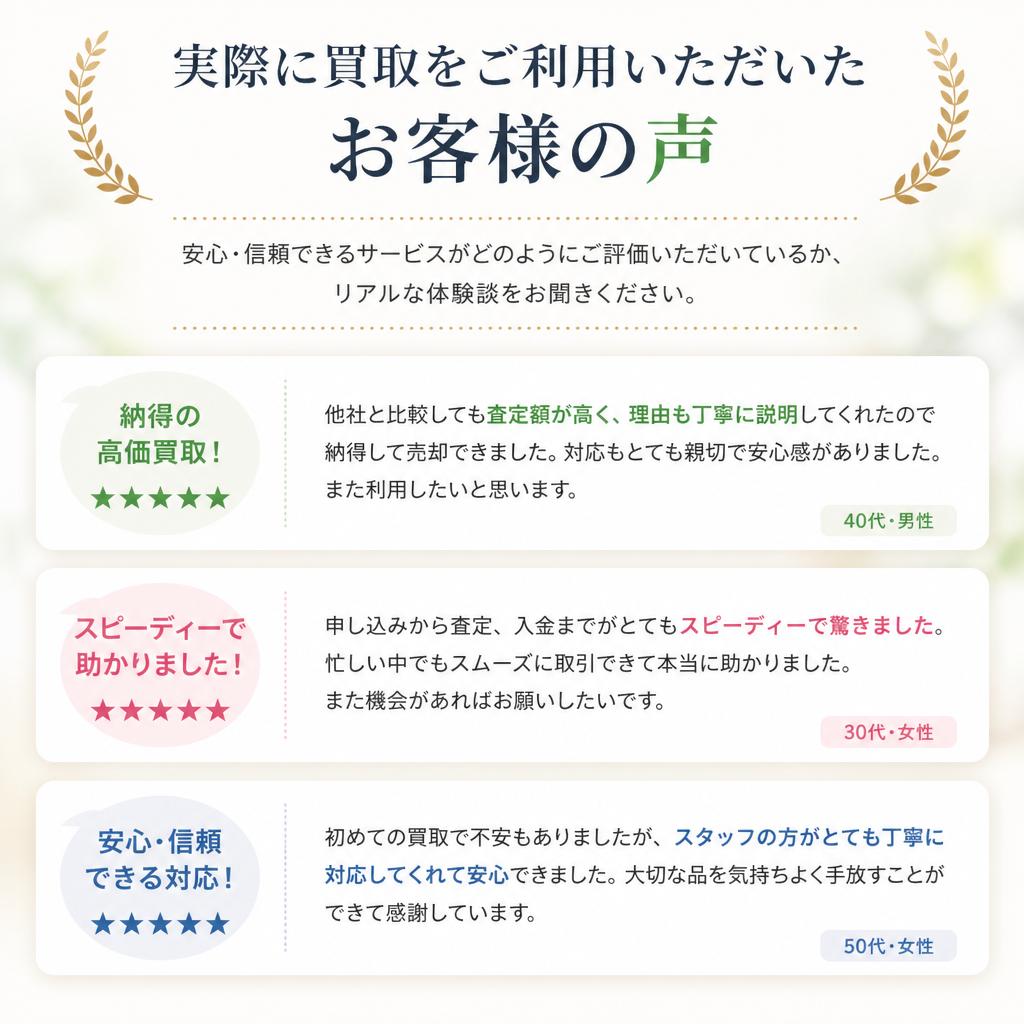 お客様の声 - あなたの満足が私たちの誇り！