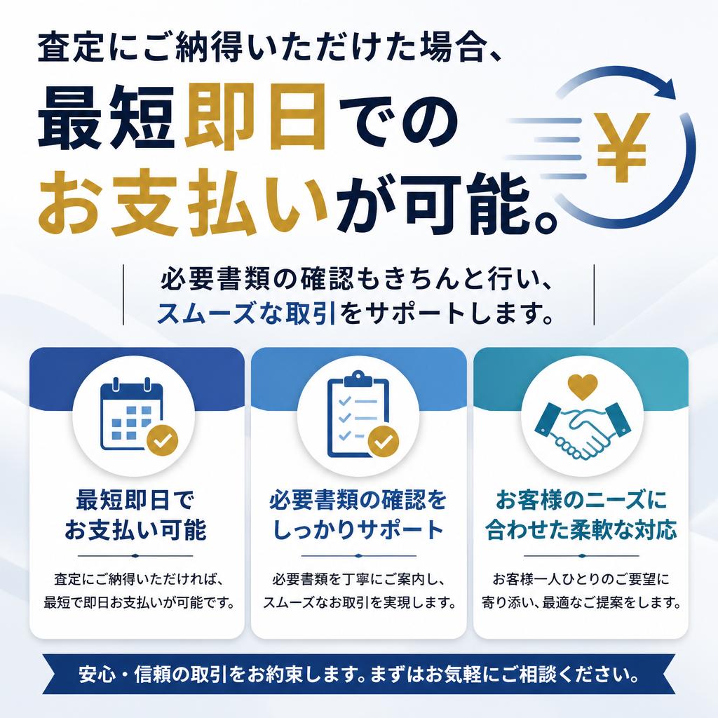 買取の流れとスムーズなお支払い