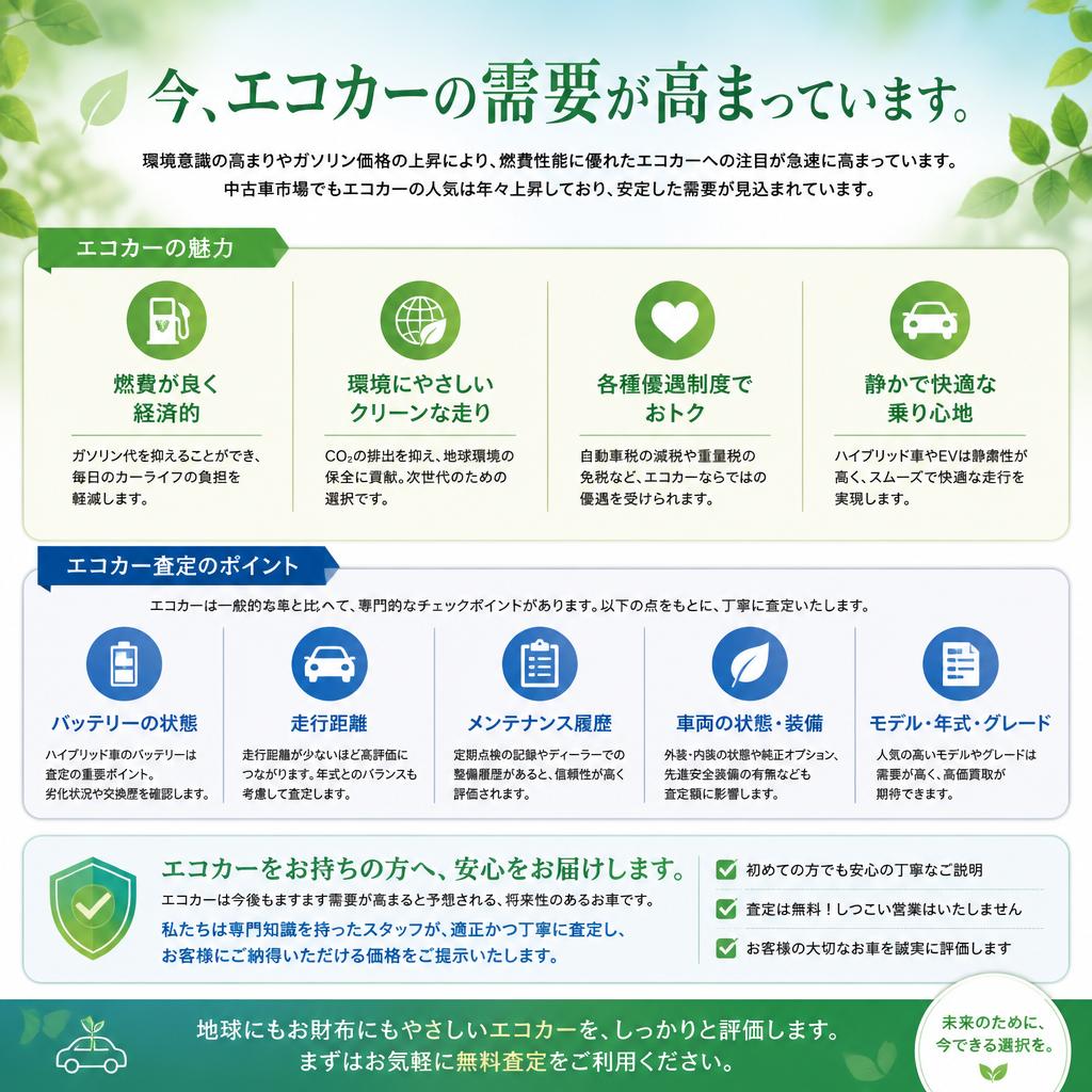 エコカーの魅力と買取価格