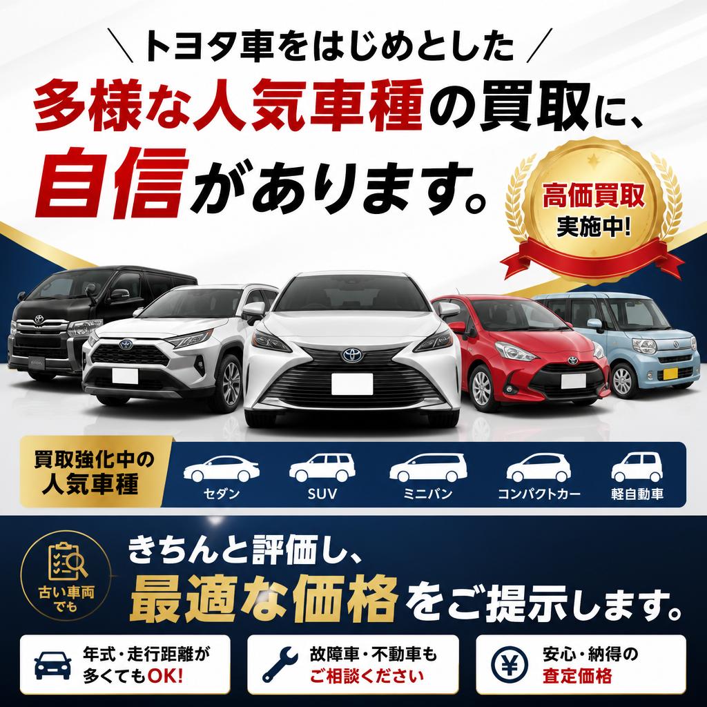 人気車種の買取に特化！
