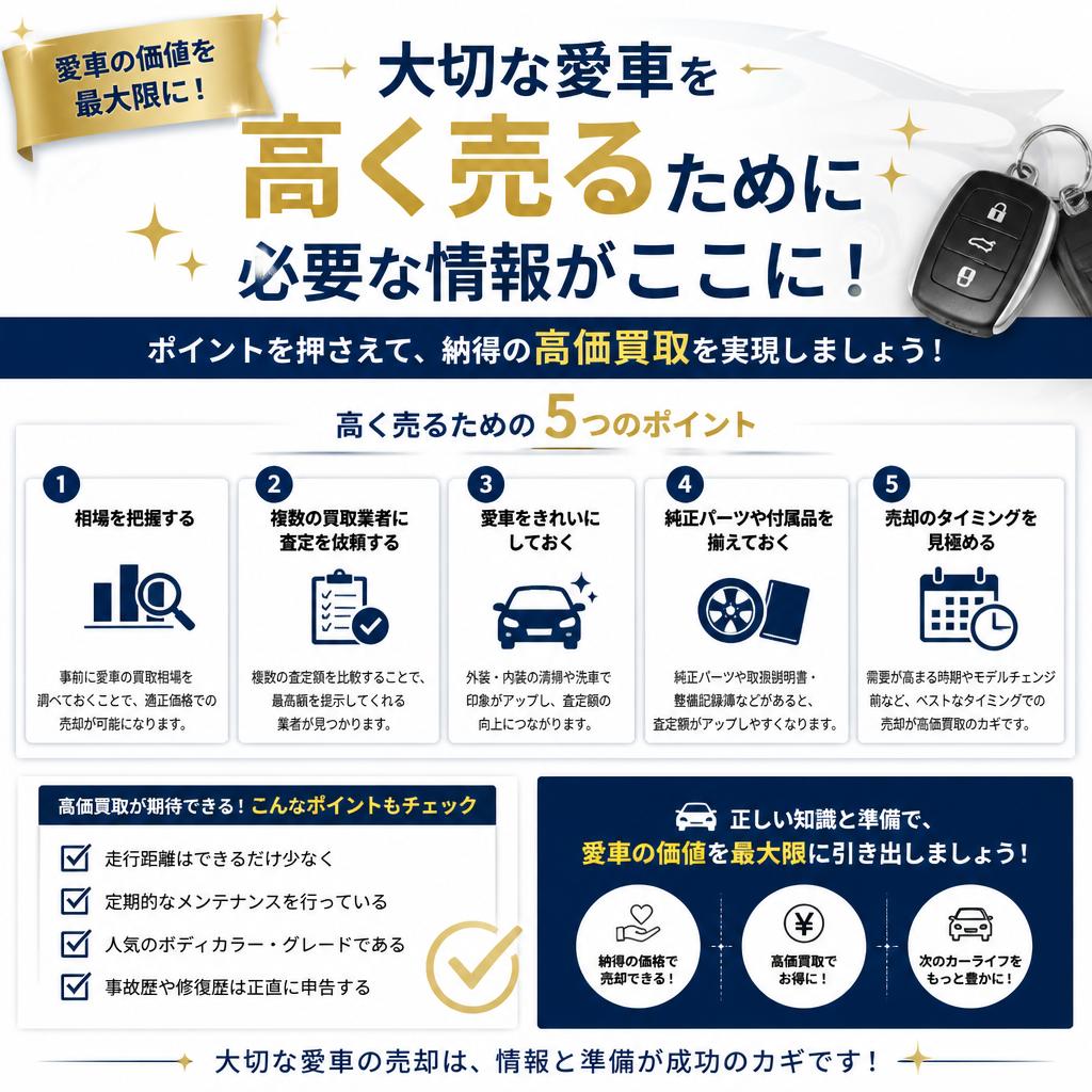 大切な愛車を高く売るために必要な情報がここに！