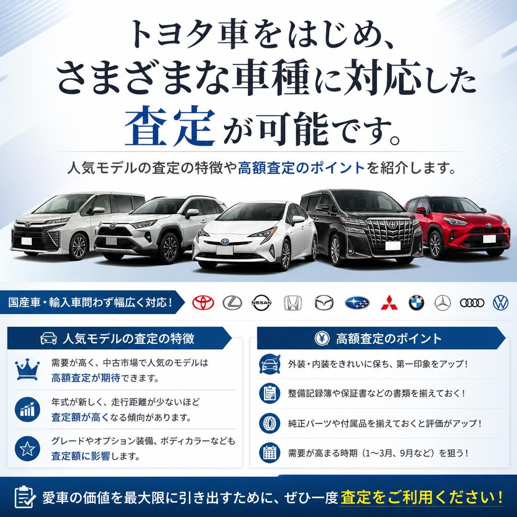 トヨタ車も対応！幅広い車種の査定