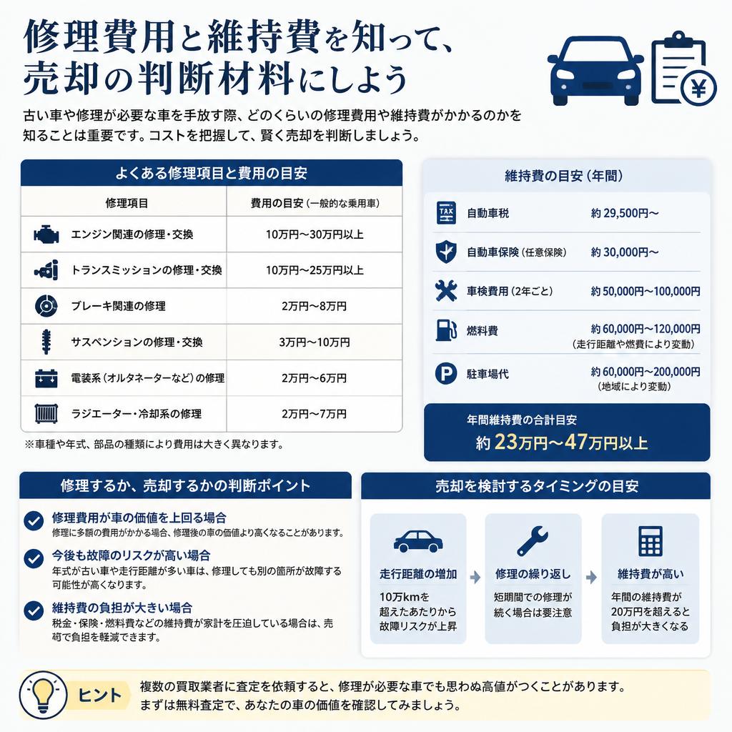 気になる修理費用、維持費の話