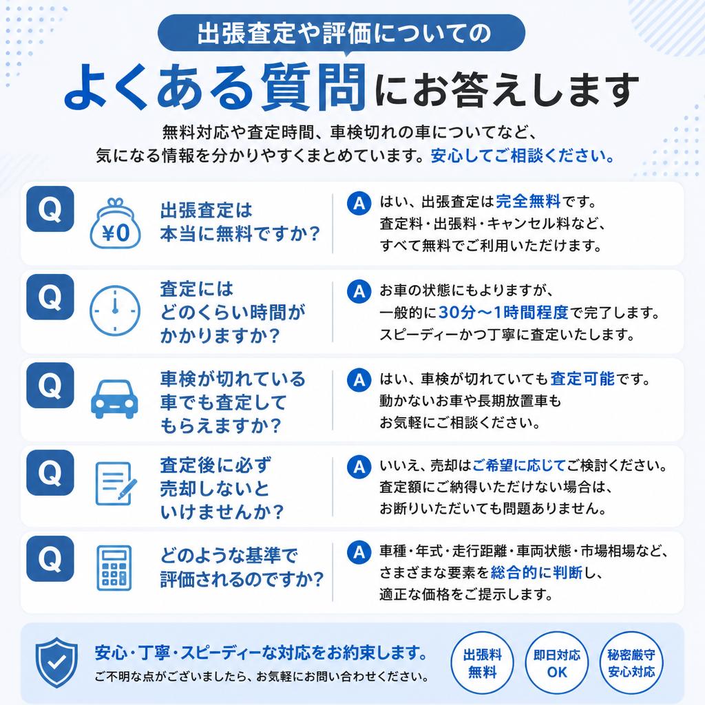 出張査定に関するよくある質問