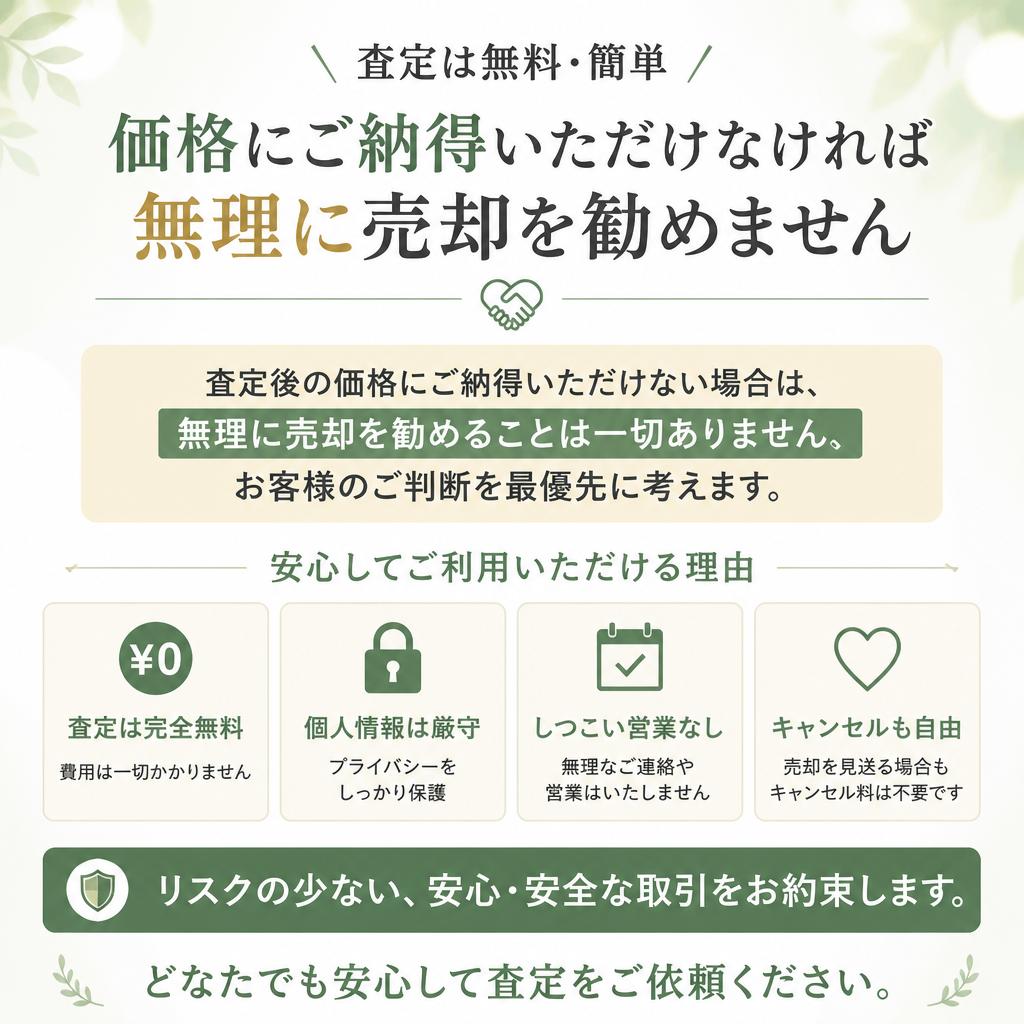 ノーリスクで安心のお取引