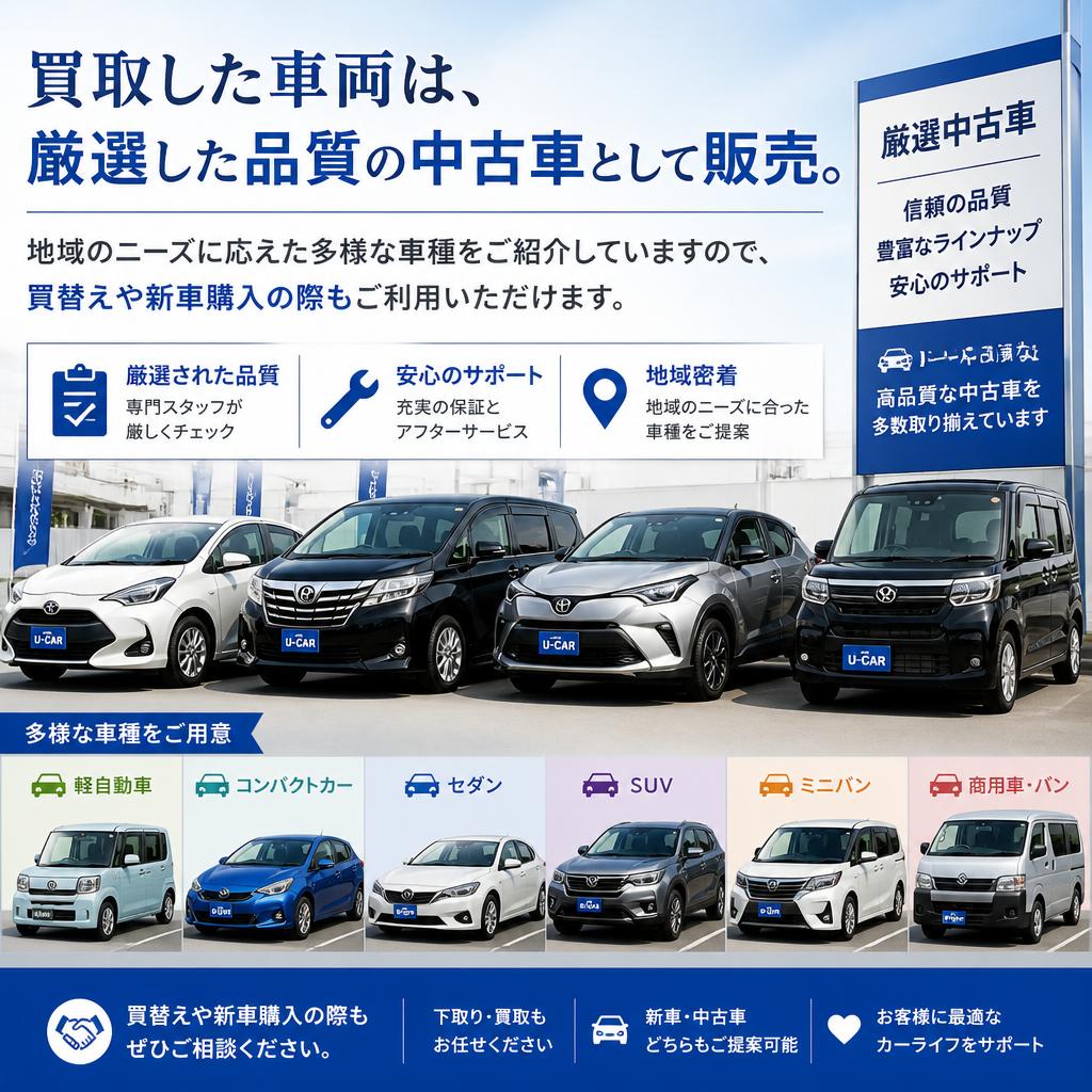 中古車販売もサポート