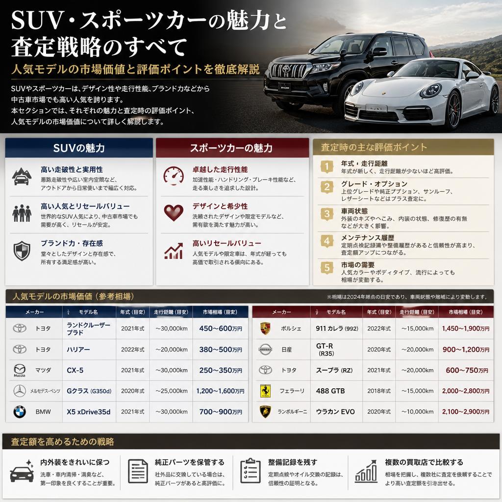 SUV・スポーツカーの買取魅力