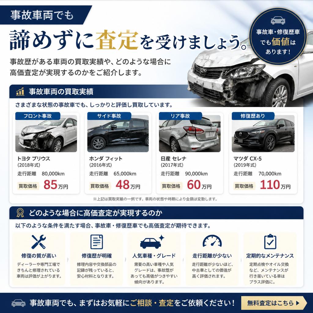 事故車も高価買取が可能